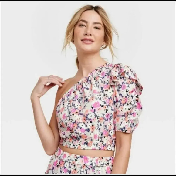 NWT Universal Thread Floral One Shoulder Crop Top Women's Size XXL - Picture 1 of 9